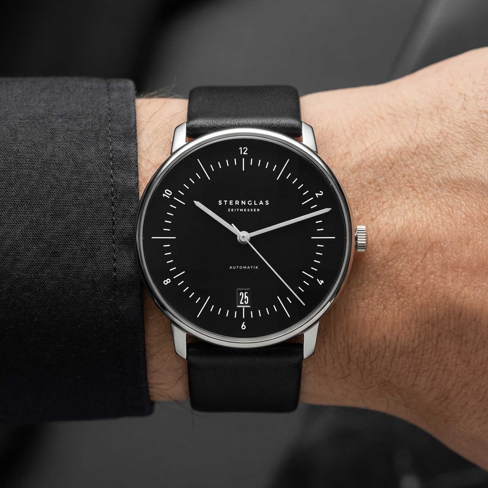 sternglas-naos-automatik-herrenuhr-38mm-pianoschwarz-leder image 2