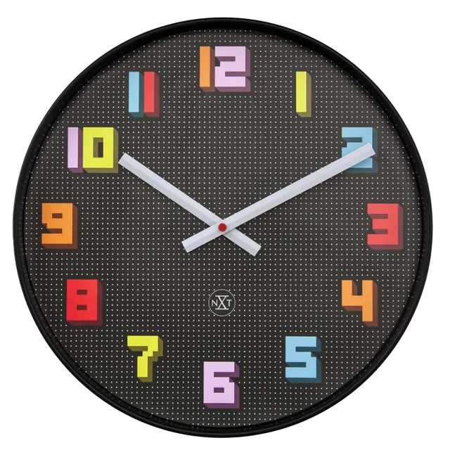 nextime-game-wanduhr-35cm-lautlos-schwarz-multicolor-abs-retro-gaming image 1