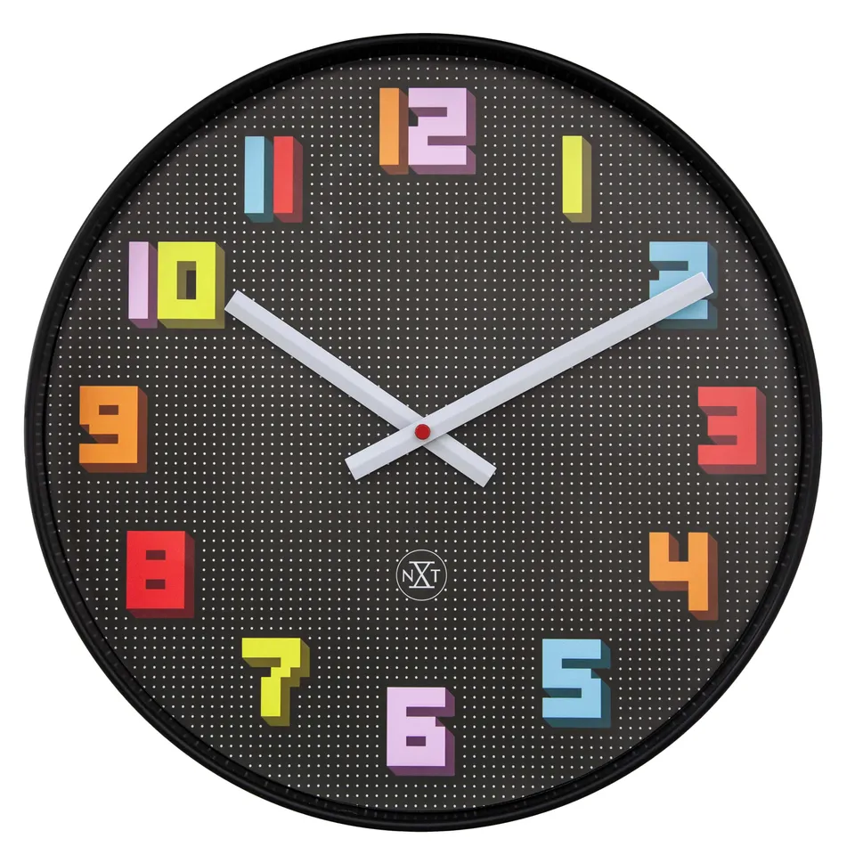 nextime-game-wanduhr-35cm-lautlos-schwarz-multicolor-abs-retro-gaming image 1