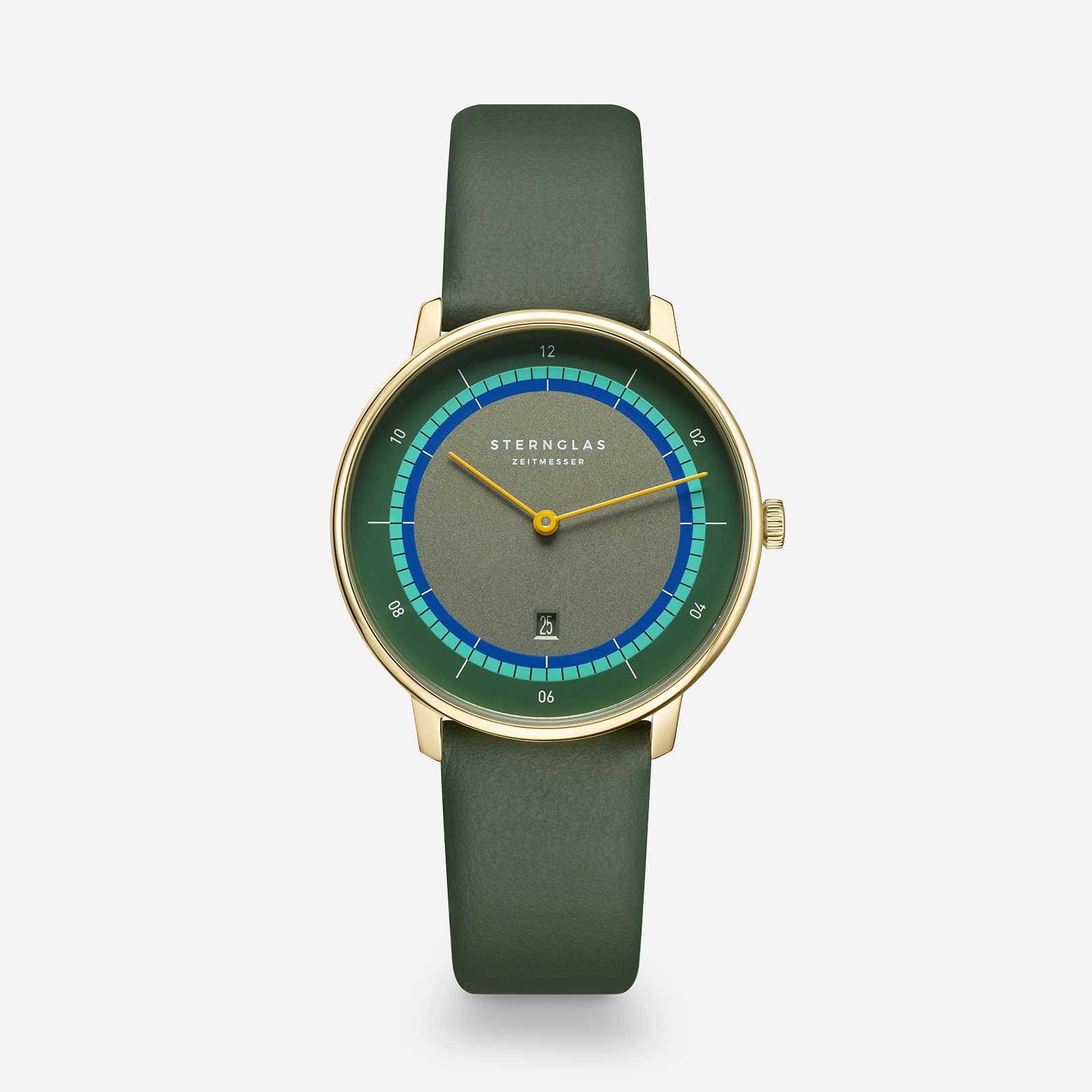sternglas-naos-xs-edition-argo-dunkelgr-n-33mm-damenuhr-mit-lederband image 1