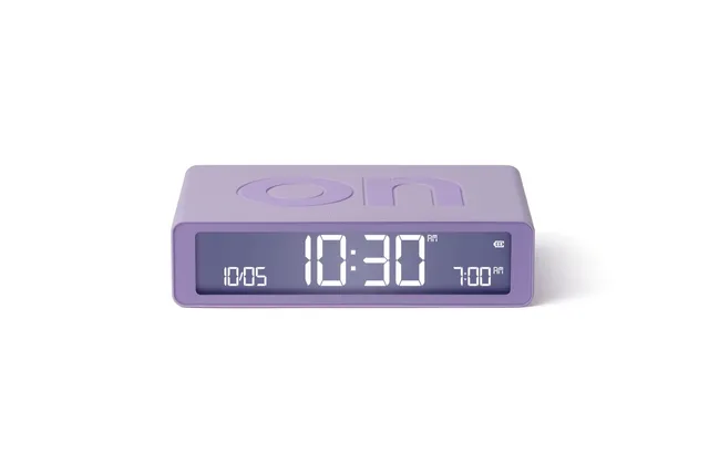 lexon-flip-classic-wecker-wendbar-lcd-lila image 1