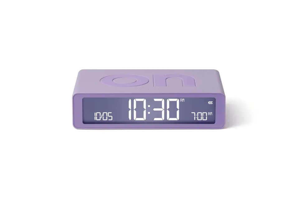 lexon-flip-classic-wecker-wendbar-lcd-lila image 1