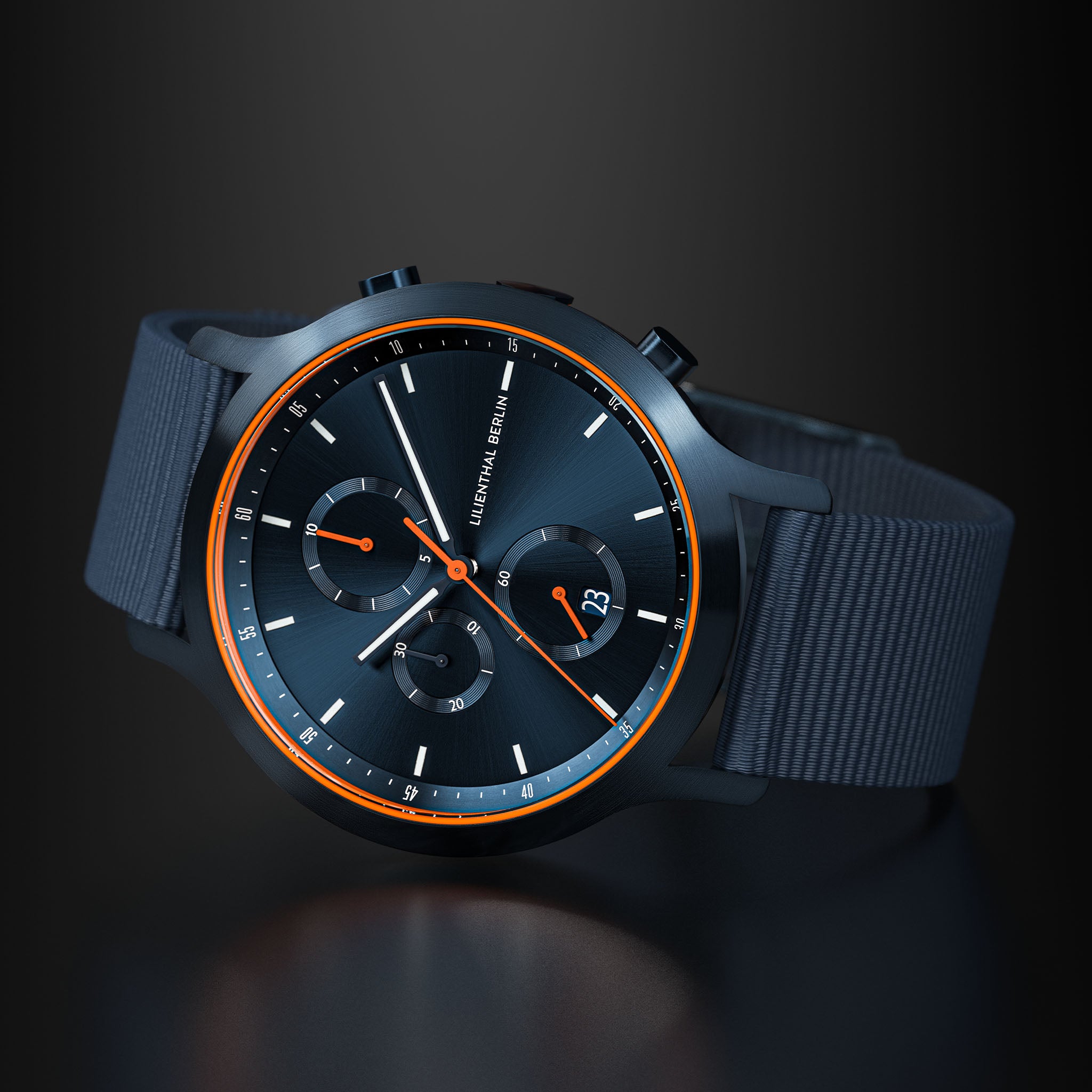 lilienthal-berlin-chronograph-blue-orange-herrenuhr-midnight-blue image 3
