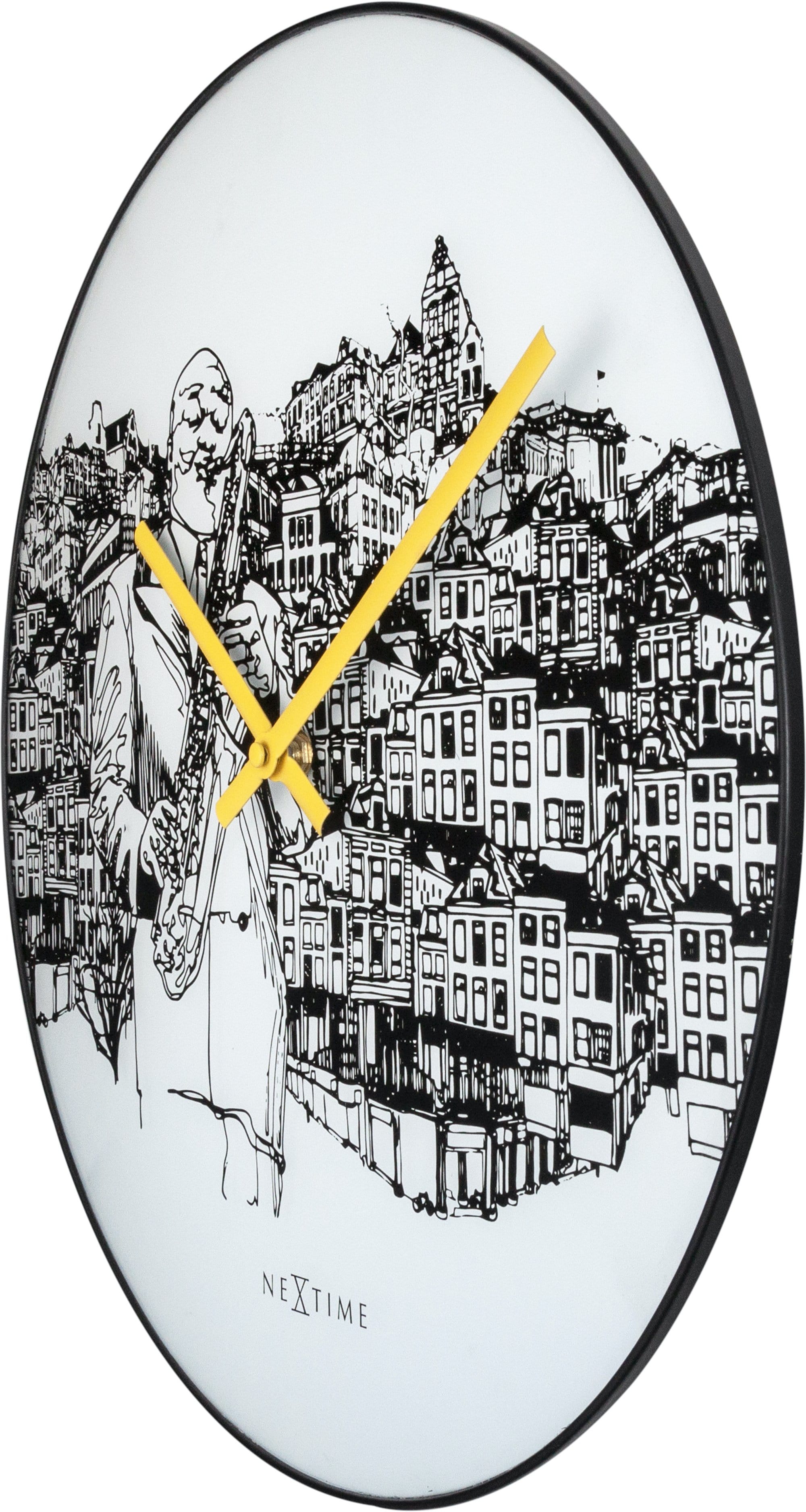 nextime-sax-city-wanduhr-40-cm-glas-wei-lautlos image 3