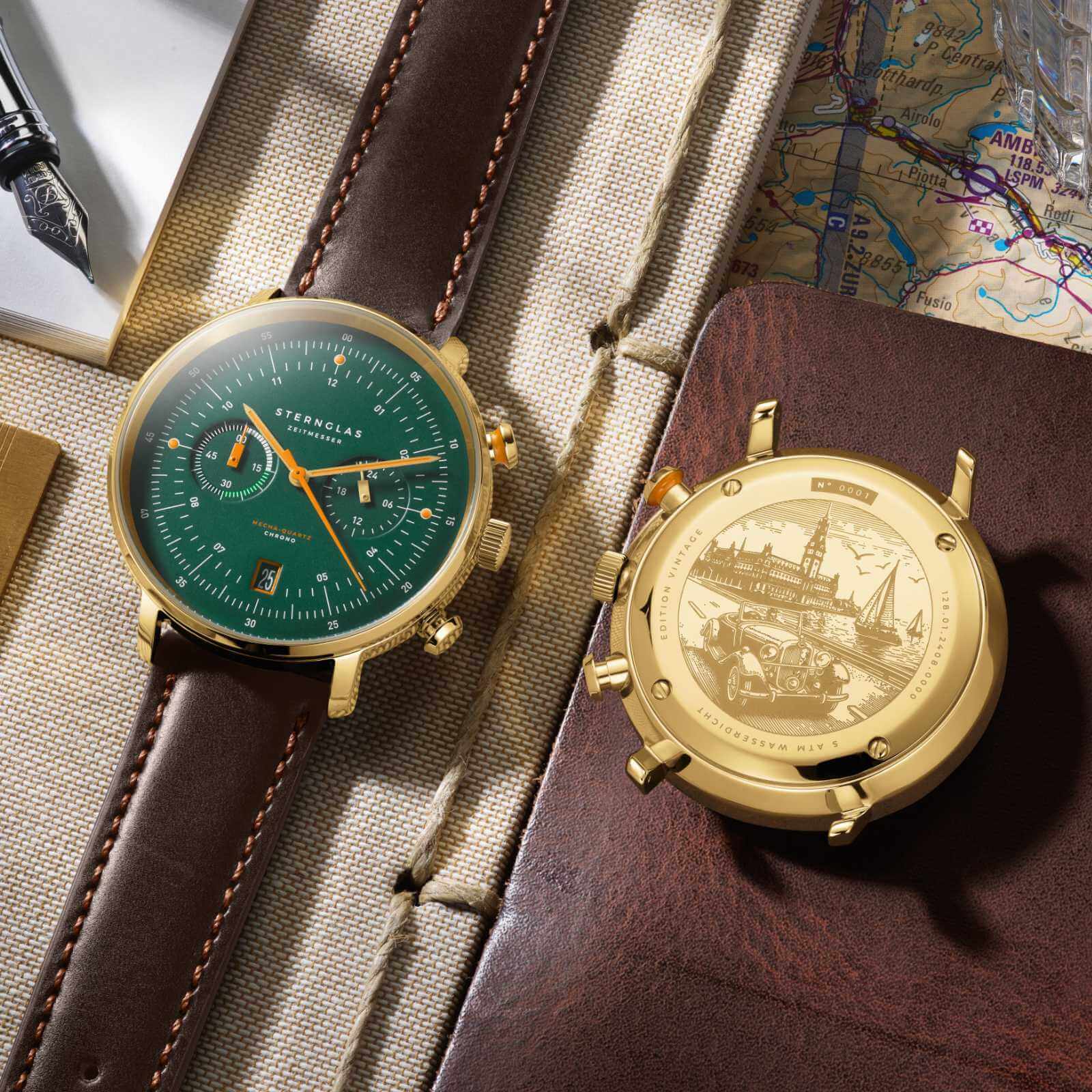 sternglas-hamburg-chrono-edition-vintage-herrenuhr-42-mm-gold-leder image 4