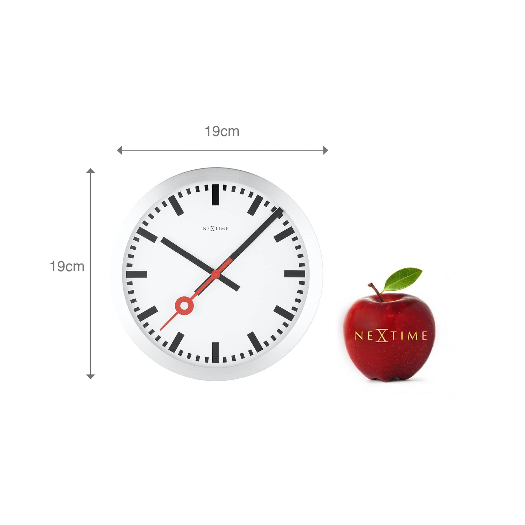 nextime-station-stripe-wand-tischuhr-19-cm-aluminium-wei-lautlos image 8