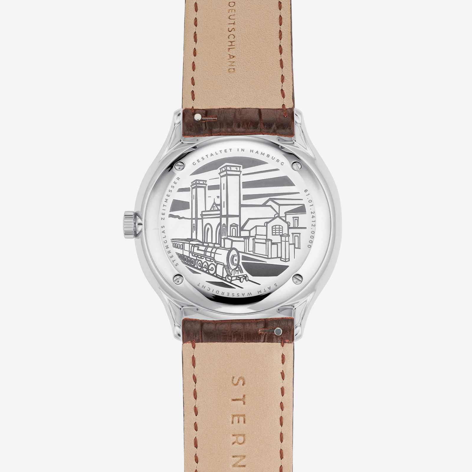 sternglas-berlin-quarzuhr-38-mm-metrosilber-mit-lederarmband image 6