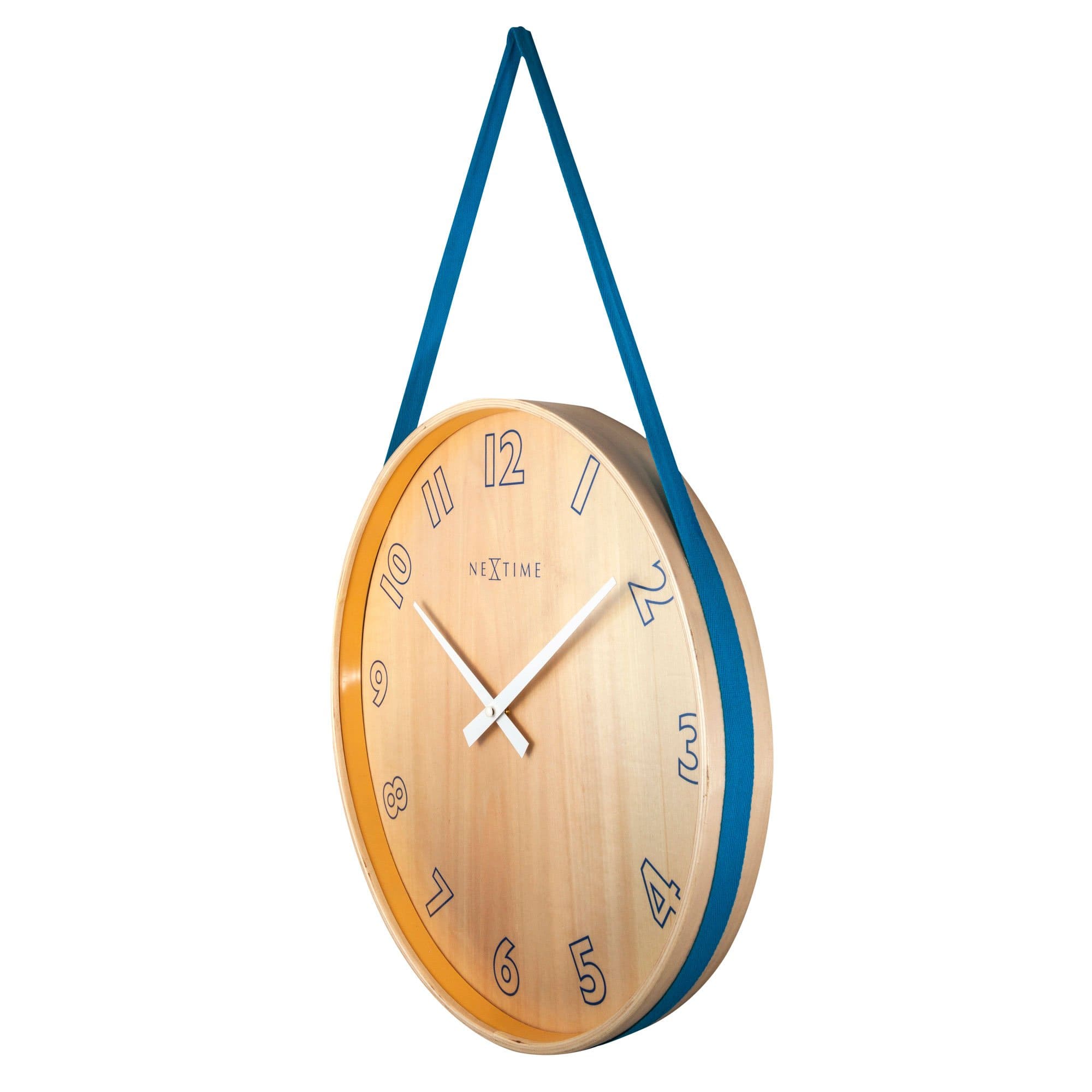nextime-loop-big-wanduhr-40-x-67-cm-holz-stoff-blau-schwarz-lautlos image 6