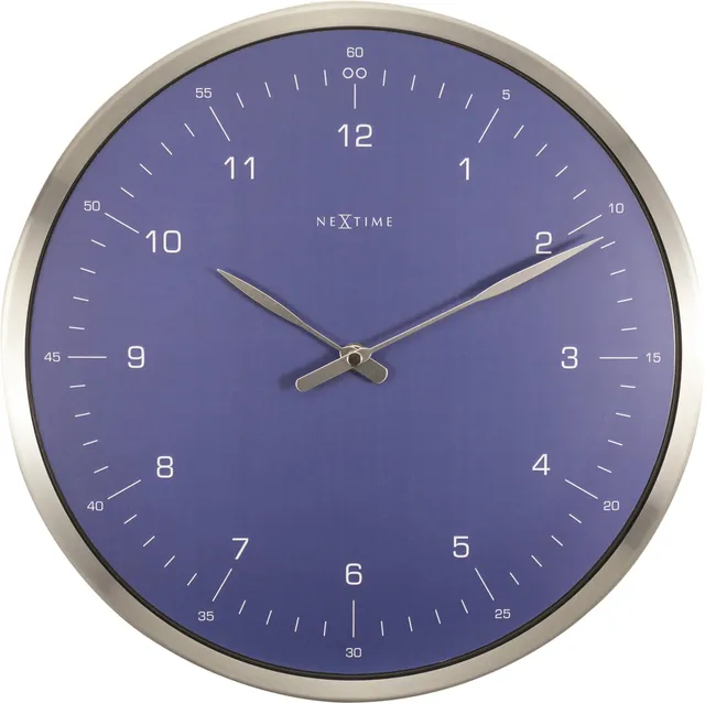 nextime-60-minutes-wanduhr-33-cm-metall-gew-lbtes-glas-blau-wei-schwarz image 1