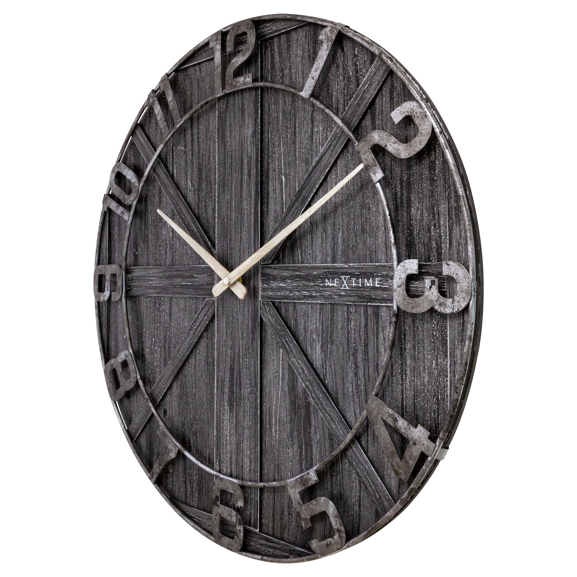 nextime-york-gro-e-wanduhr-50-cm-lautlos-holz-metall-schwarz image 6