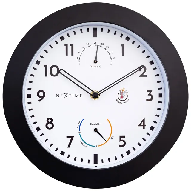 nextime-daisy-wetterstation-wanduhr-25-5-cm-wetterfest-schwarz image 1