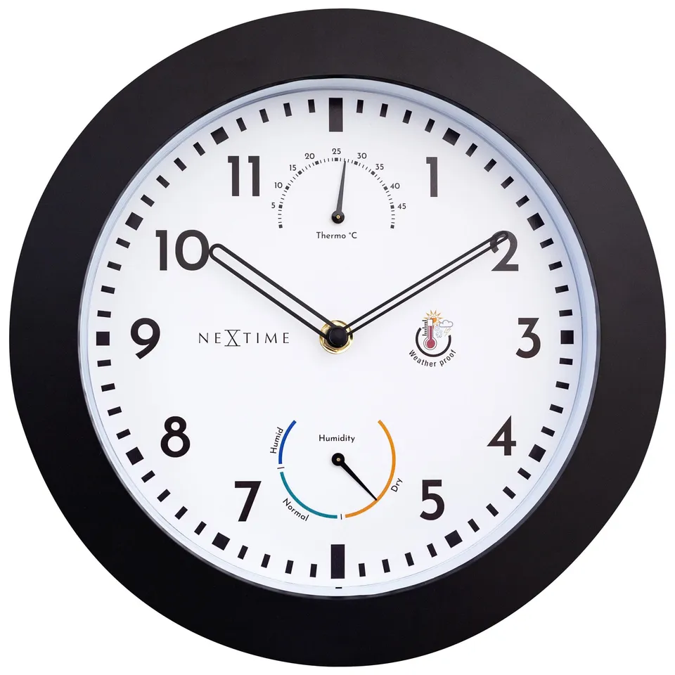 nextime-daisy-wetterstation-wanduhr-25-5-cm-wetterfest-schwarz image 1