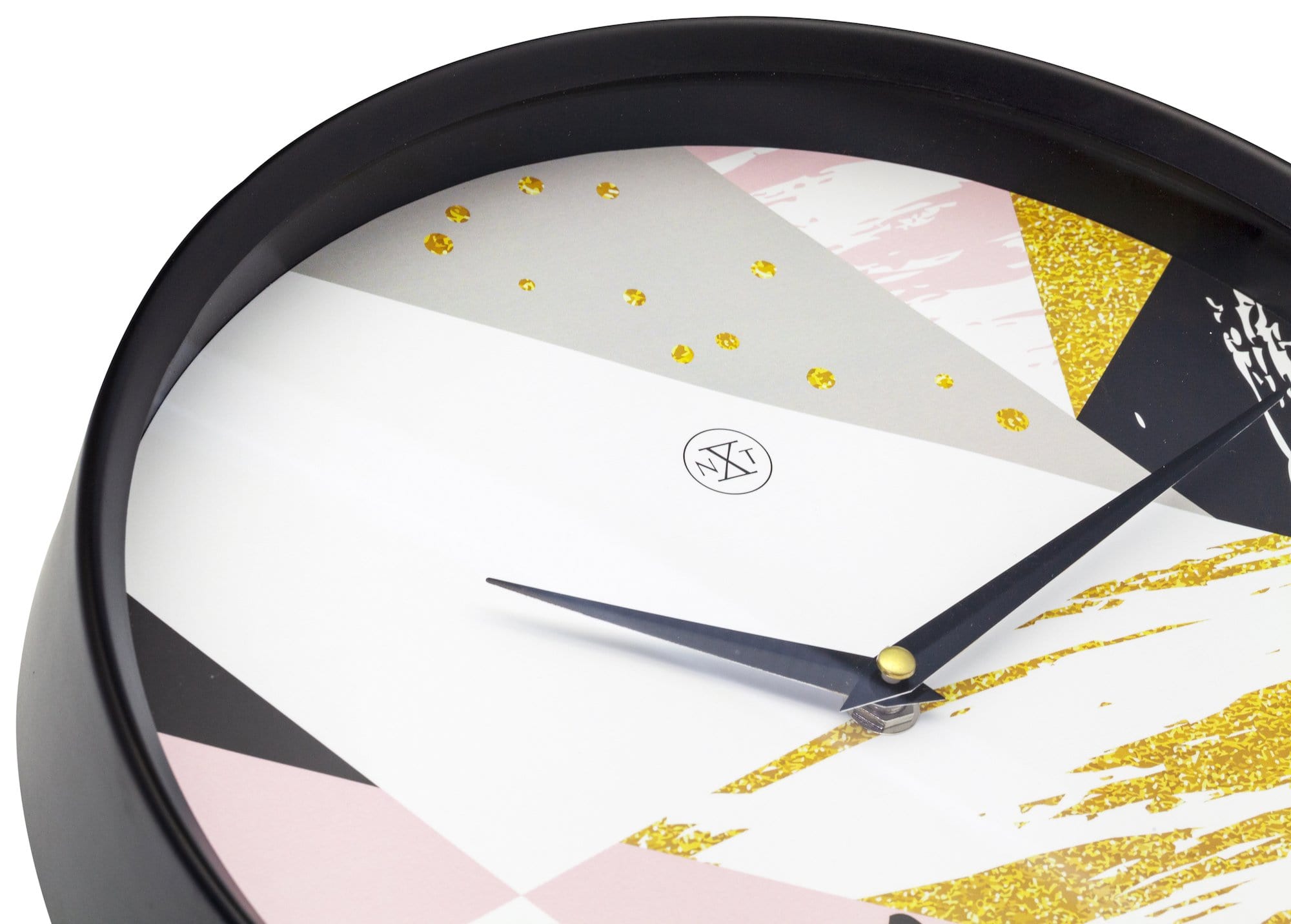 nextime-grace-wanduhr-30-cm-schwarz-kunststoff-lautlos-mit-trend-print image 4