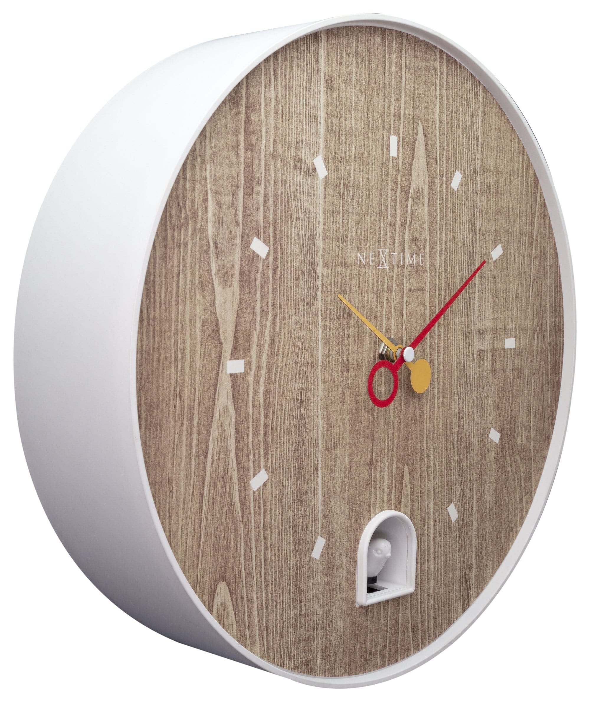 nextime-nightingale-wanduhr-30-cm-abs-wei-mit-singvogel image 2