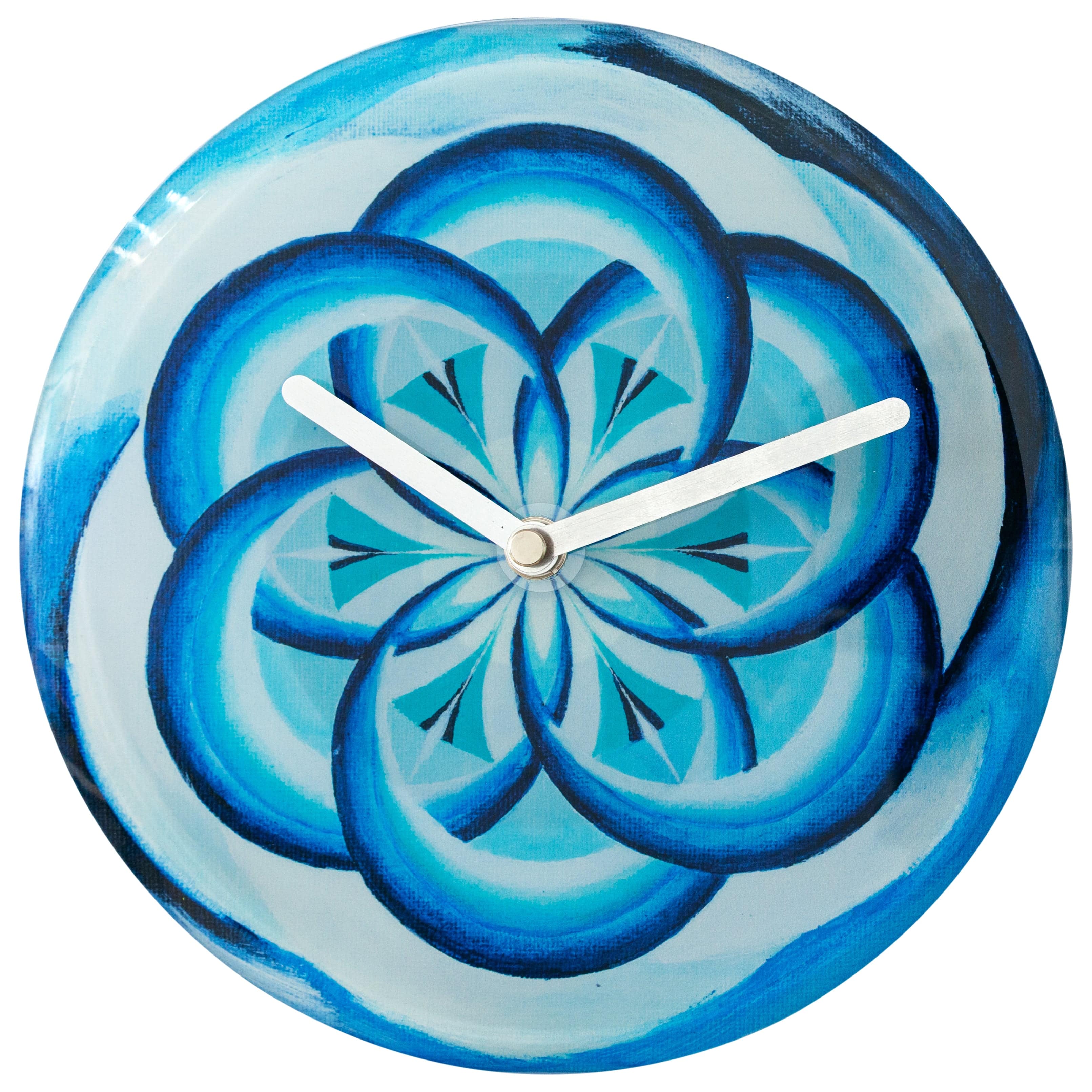 nextime-cosmo-table-tisch-wanduhr-20cm-blau-tempered-glass-lautlos image 1