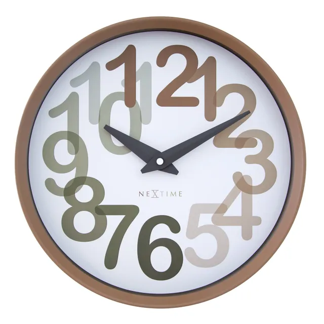 nextime-big-number-wanduhr-30cm-lautlos-kunststoff-toffee-beige image 1