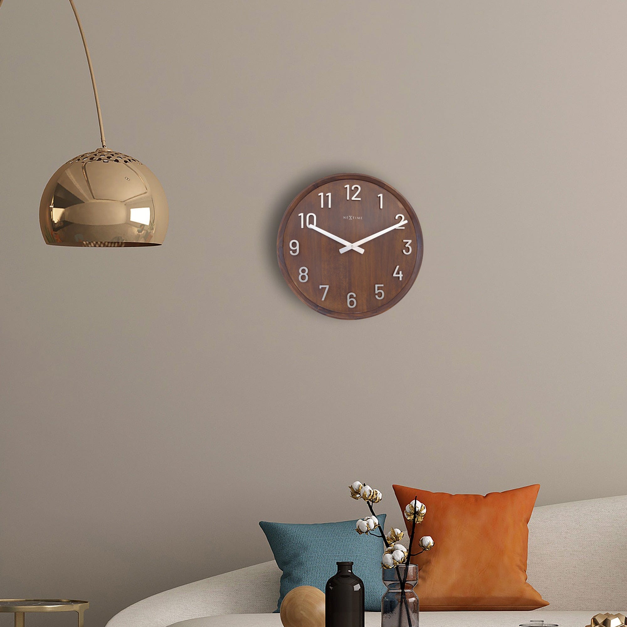 nextime-precious-wanduhr-50-cm-holz-metall-lautlos-braun-schwarz image 7
