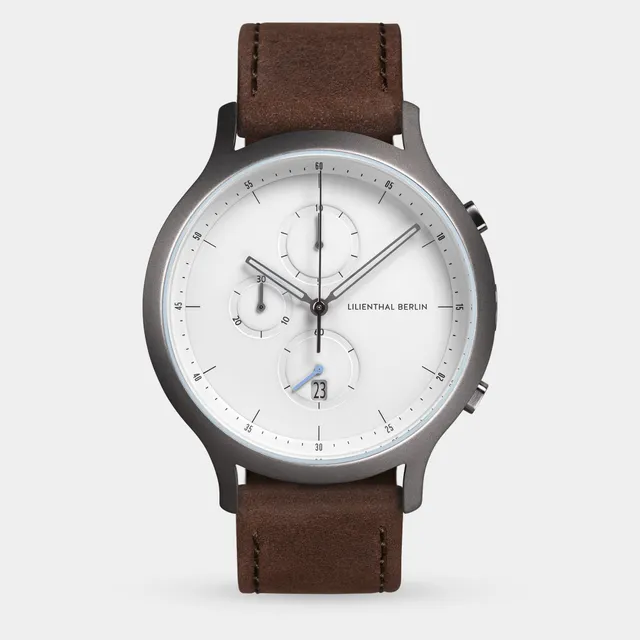 lilienthal-berlin-chronograph-dark-silver-white-mit-lederarmband-2 image 1