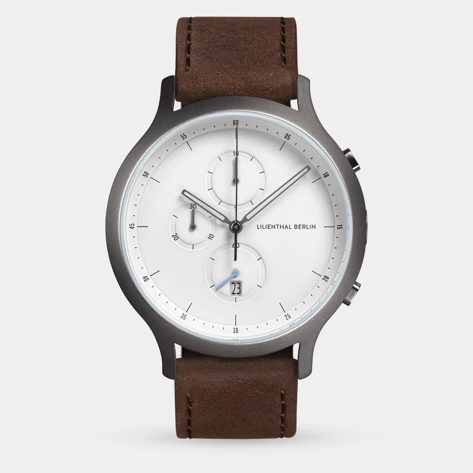 lilienthal-berlin-chronograph-dark-silver-white-mit-lederarmband-2 image 1