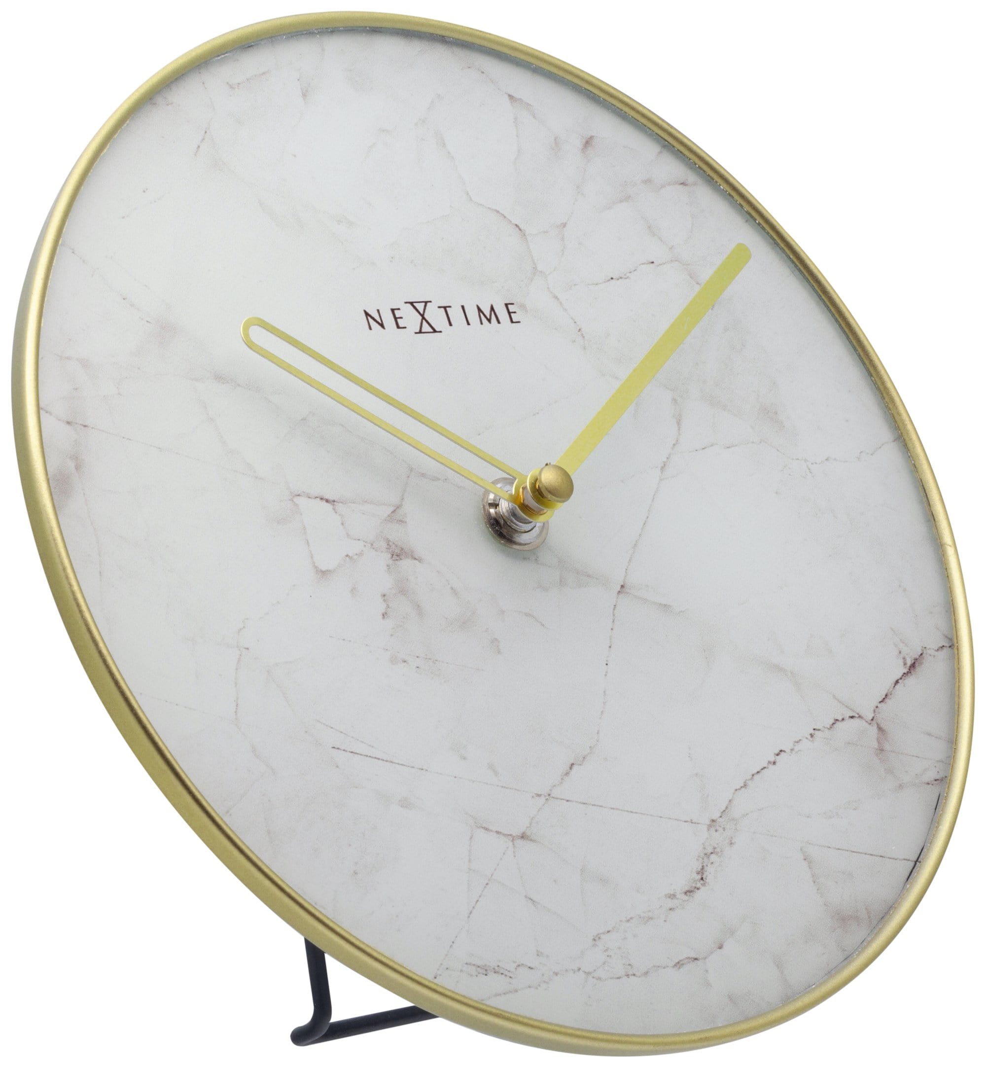 nextime-marble-tischuhr-wanduhr-glas-20-cm-marmor-gold-lautlos image 2