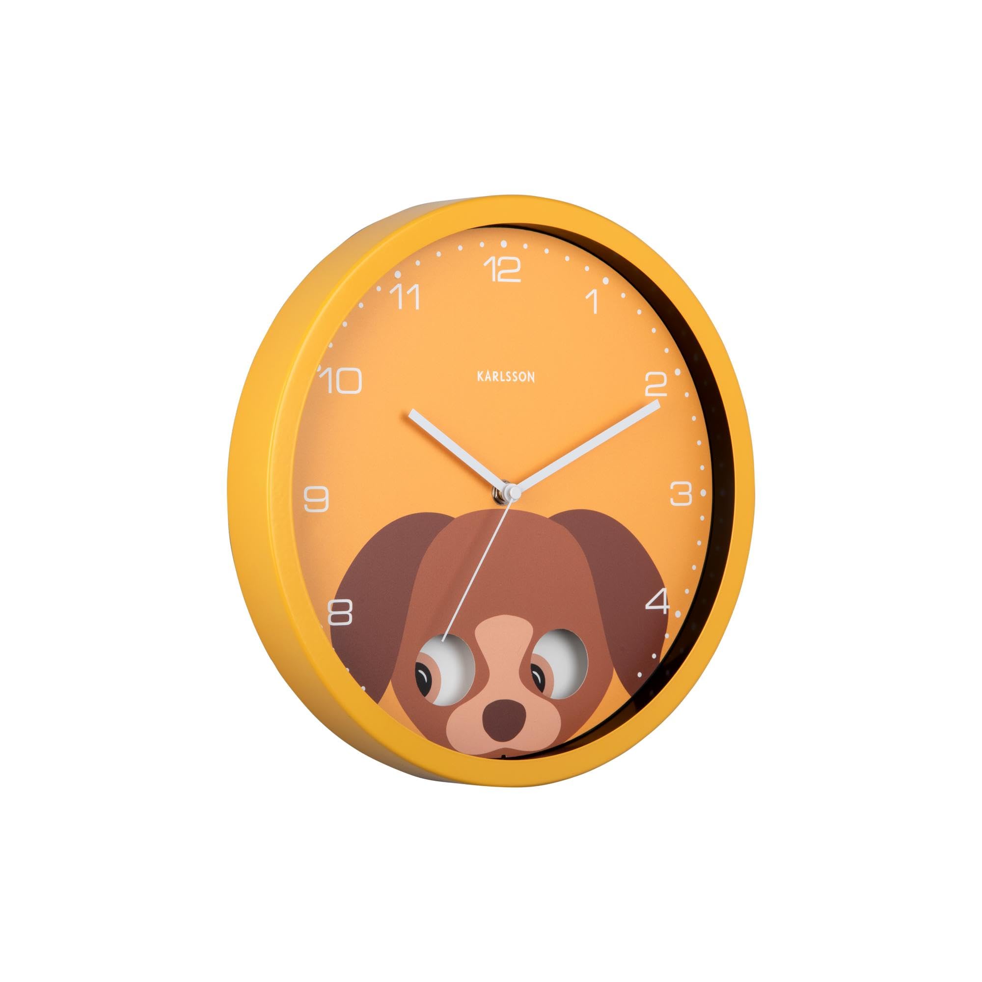 karlsson-peekaboo-dog-wanduhr-gelb-30-8x4-5x30-8-cm image 3
