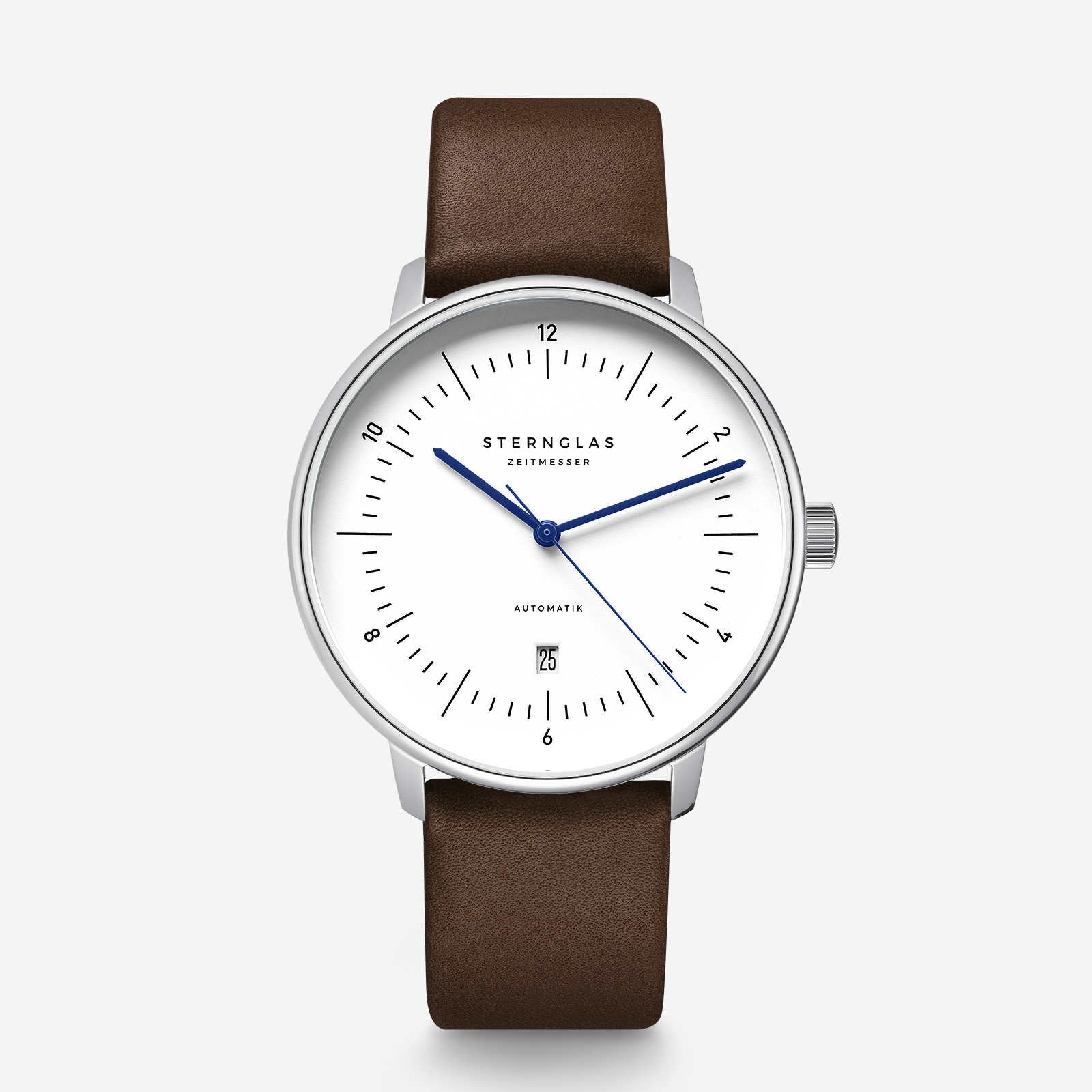 sternglas-naos-xl-automatik-herrenuhr-42-mm-silber-mit-lederarmband image 1