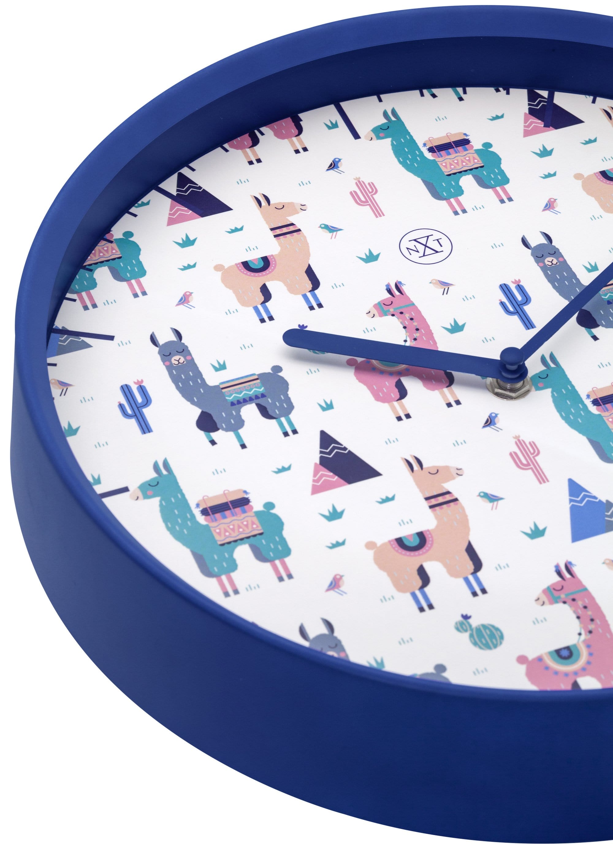 nextime-alpaca-wanduhr-30cm-lautlos-kunststoff-blau-mit-alpaka-print image 4