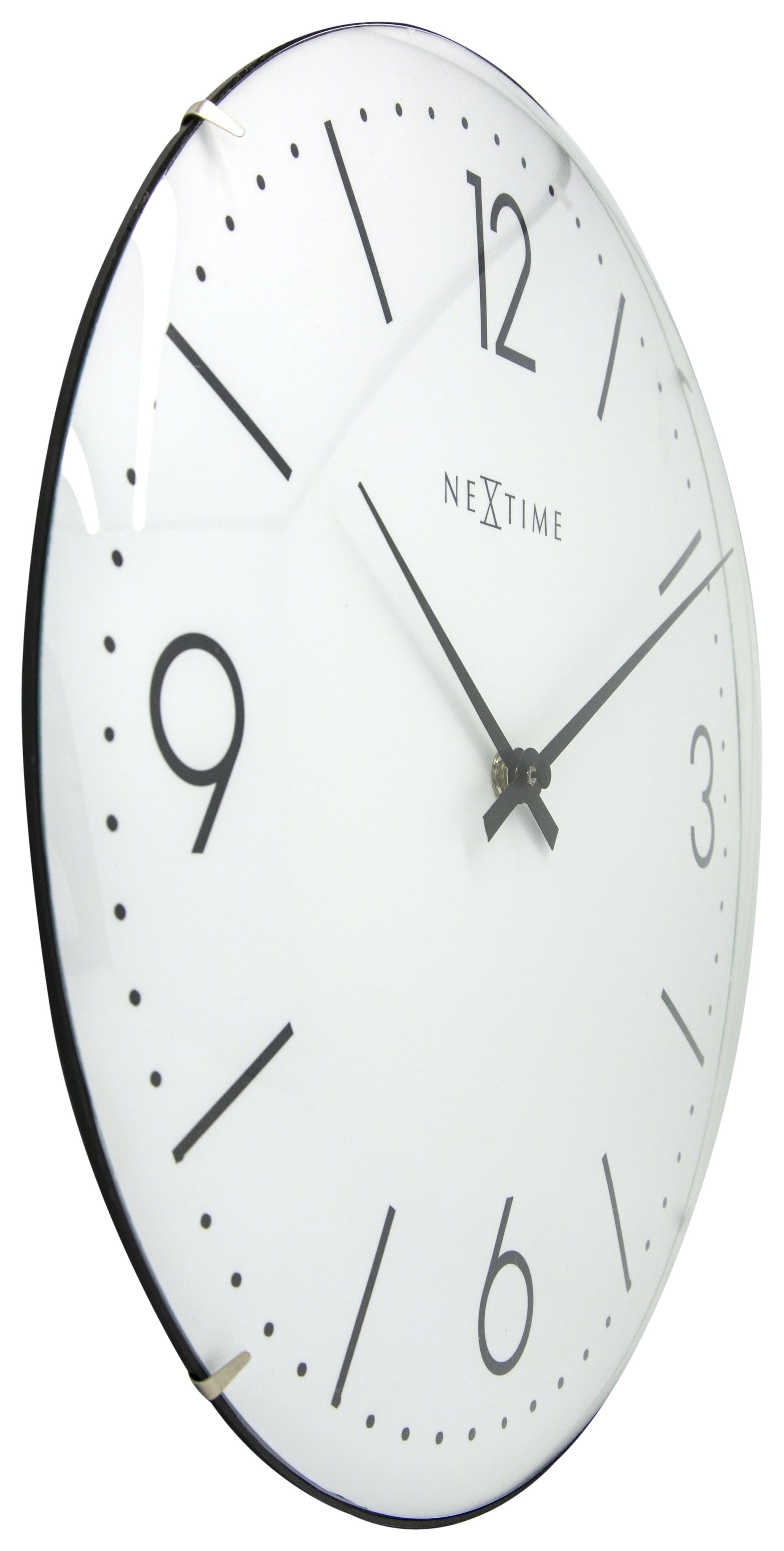 nextime-basic-dome-wanduhr-35-cm-glas-wei-schwarz-lautlos image 2