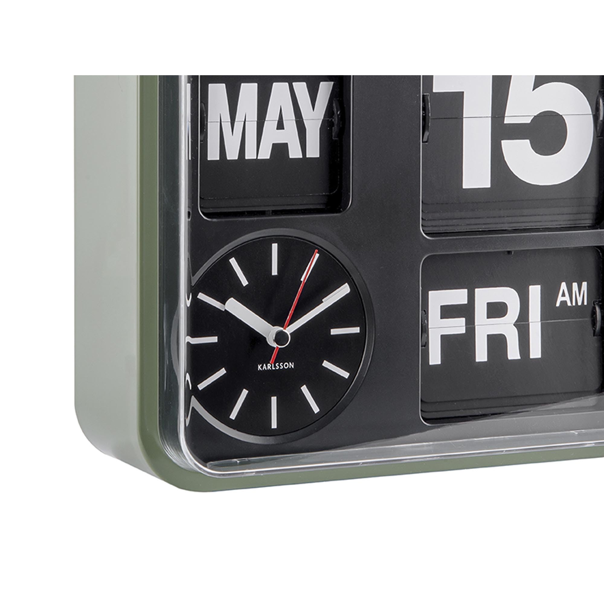 karlsson-wanduhr-mini-flip-gr-n-schwarz-24x24x10cm-mit-datum image 4