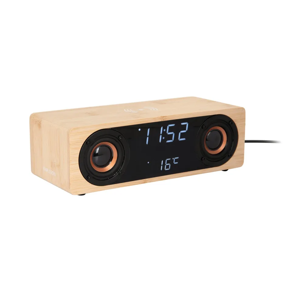 karlsson-classic-bt-wecker-mit-bluetooth-lautsprecher-nat-rlich-25-x-10-2-x-8-cm image 1