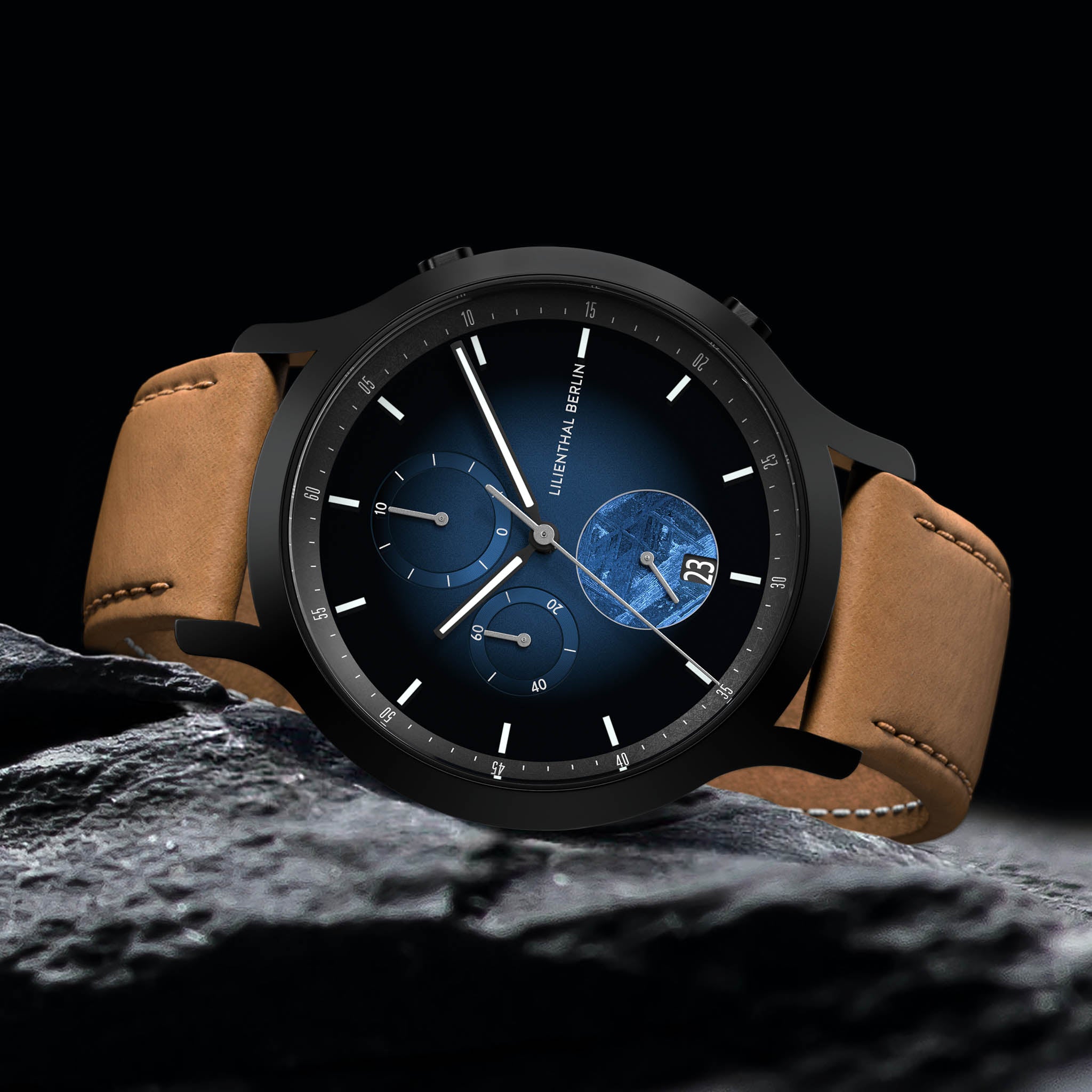 lilienthal-berlin-chronograph-meteorite-armbanduhr-blue-flare-2 image 3