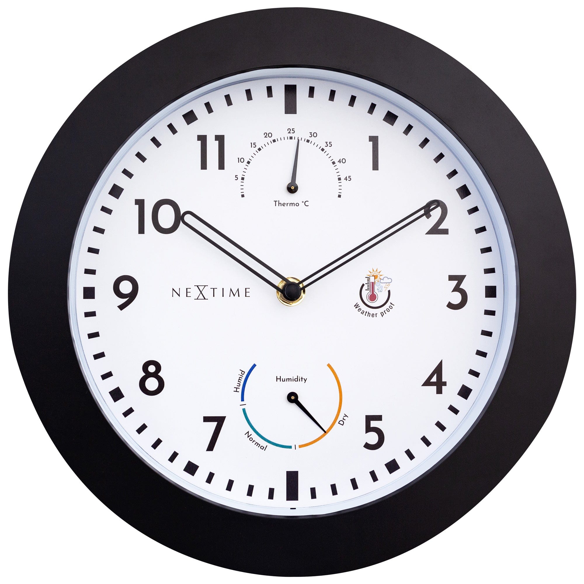 nextime-daisy-wetterstation-wanduhr-25-5-cm-wetterfest-schwarz image 1