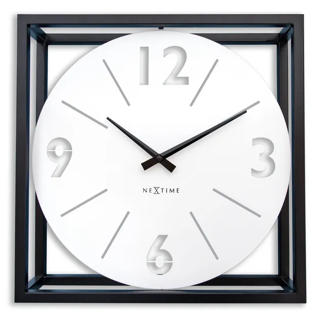 nextime-time-frame-tisch-wanduhr-40-x-40-x-9-5-cm-metall-schwarz-wei-drehbar image 1