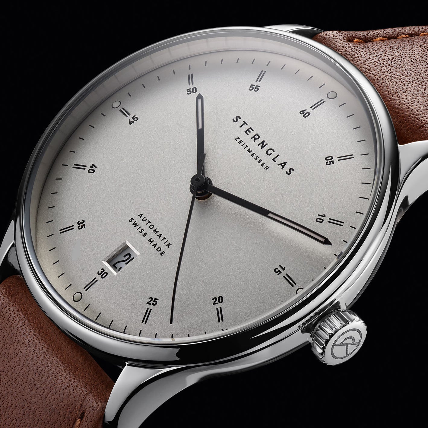 sternglas-kanton-2-0-silber-modena-braun-39-mm-unisex-uhr image 2