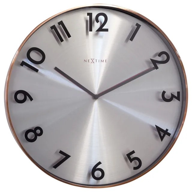 nextime-reflection-wanduhr-40cm-lautlos-metall-grau-kupfer image 1