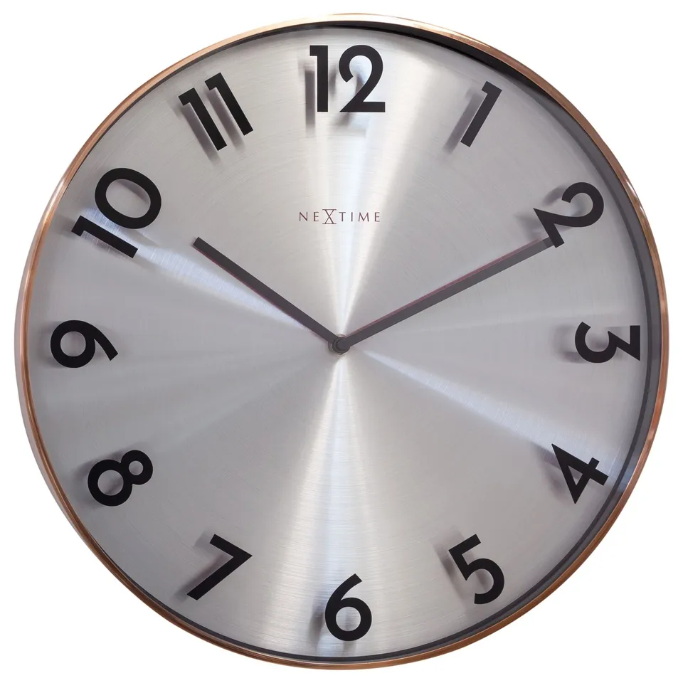 nextime-reflection-wanduhr-40cm-lautlos-metall-grau-kupfer image 1