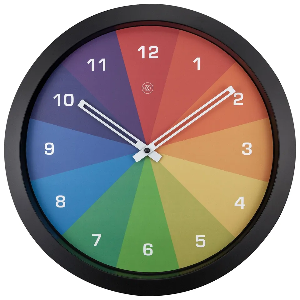 nextime-joy-wanduhr-36-cm-kunststoff-bunt-schwarz-silent image 1