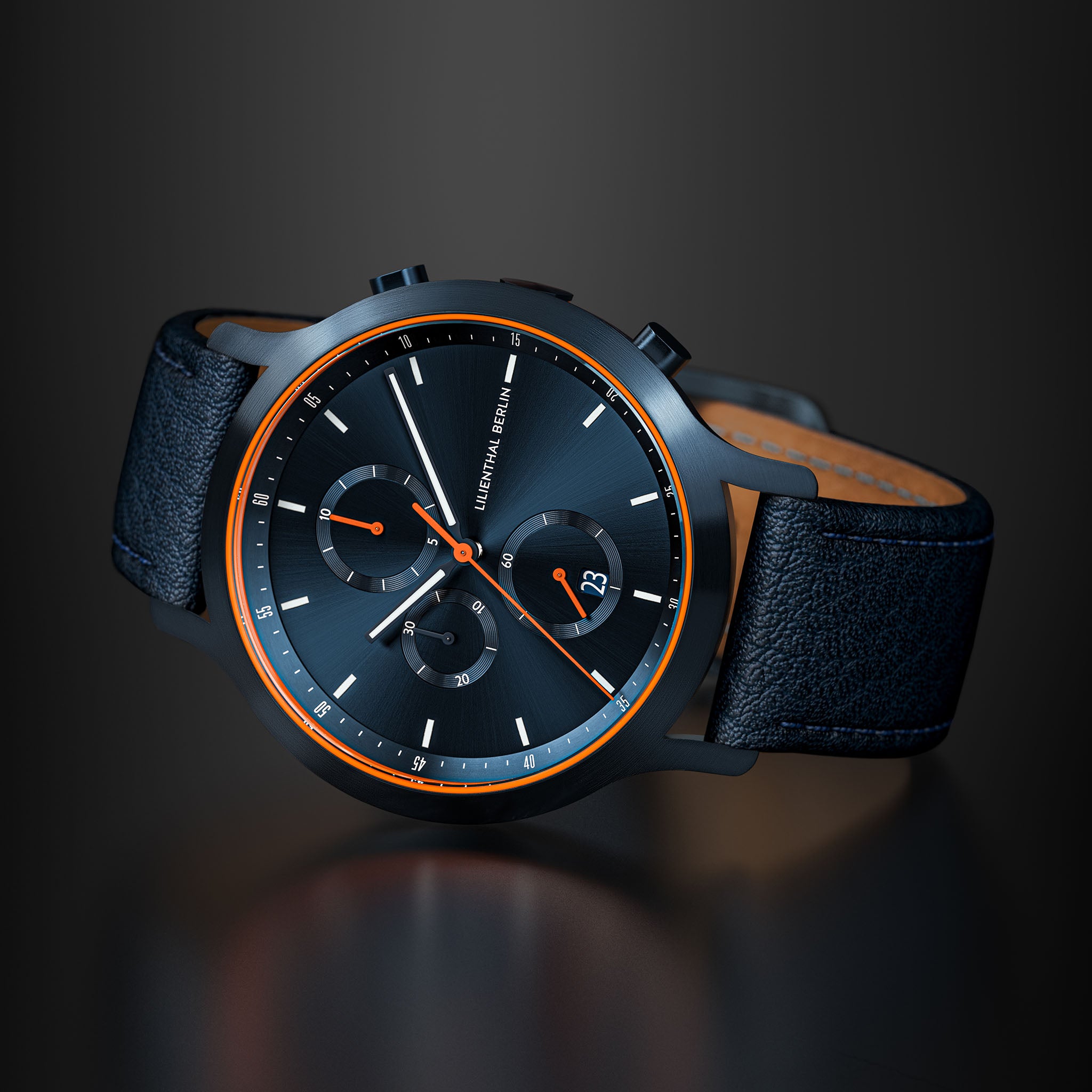lilienthal-berlin-chronograph-armbanduhr-blue-orange-2 image 3