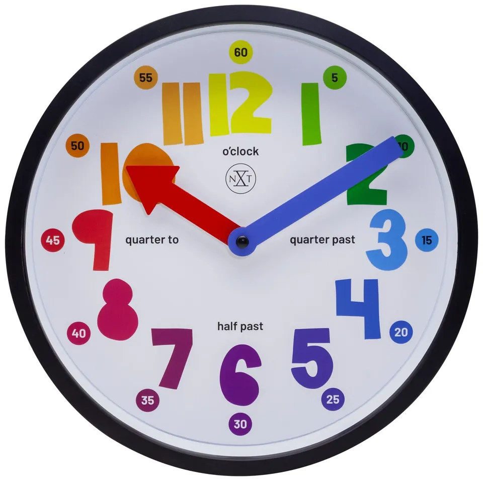 nxt-sophia-wanduhr-26-cm-kunststoff-schwarz-wei-lernuhr-lautlos image 1