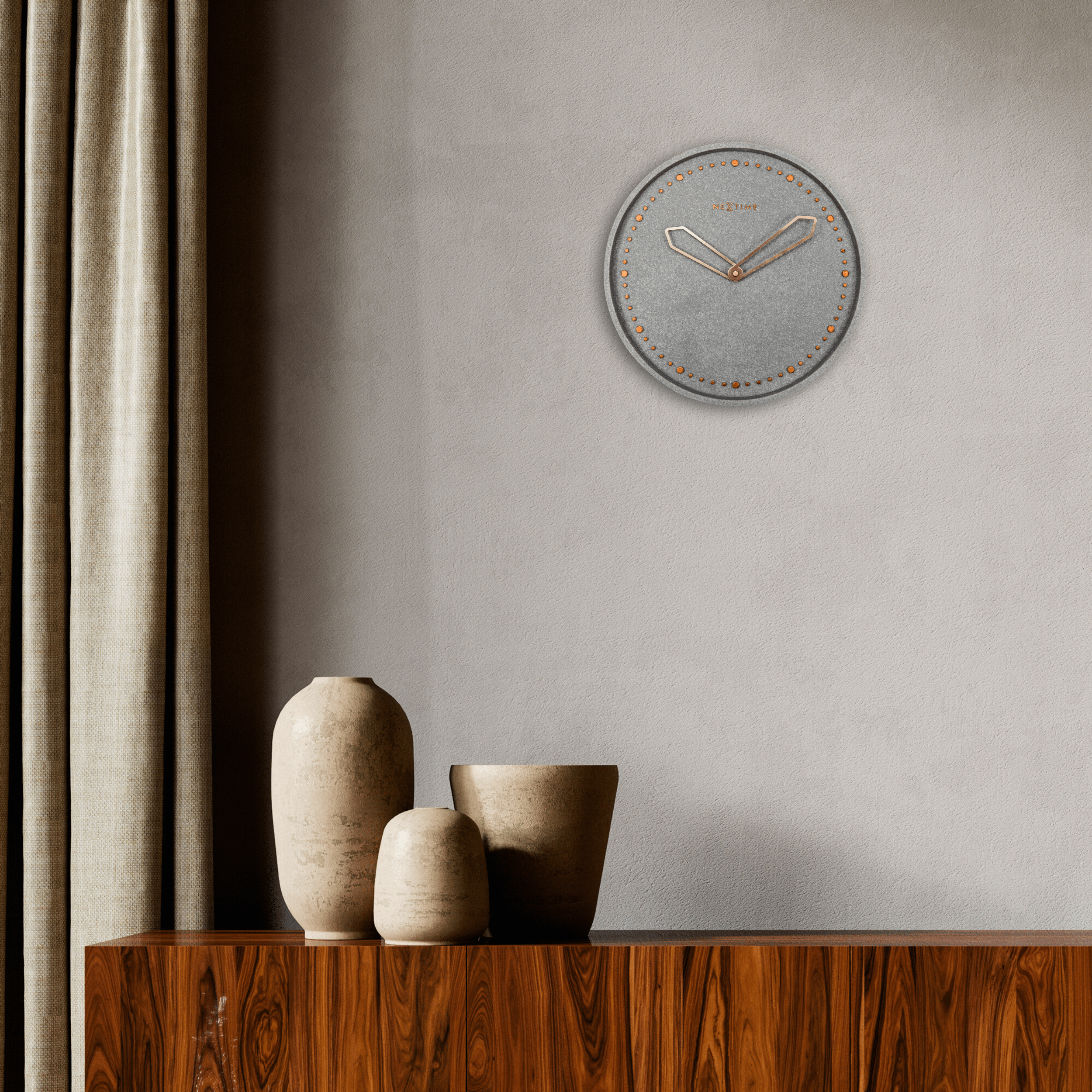 nextime-cross-designer-wanduhr-35-cm-polyresin-beton-mit-ros-gold image 6