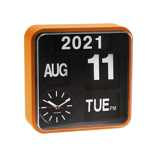 karlsson-mini-flip-wanduhr-orange-schwarz-24x24x10-cm image 3