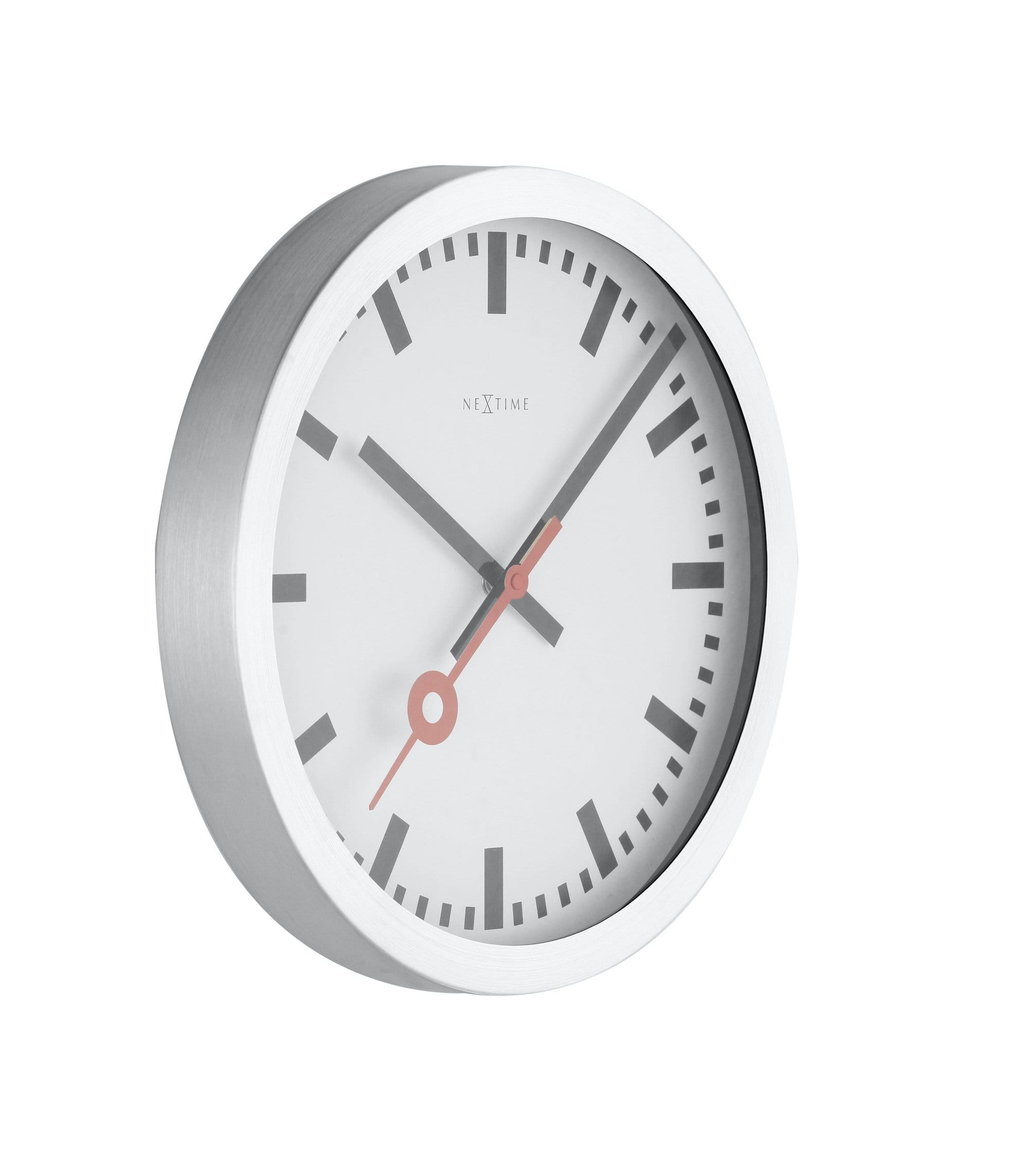 nextime-station-stripe-wand-tischuhr-19-cm-aluminium-wei-lautlos image 2