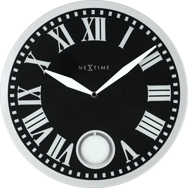 nextime-romana-wanduhr-glas-43-cm-mit-pendel-schwarz-altwei image 1