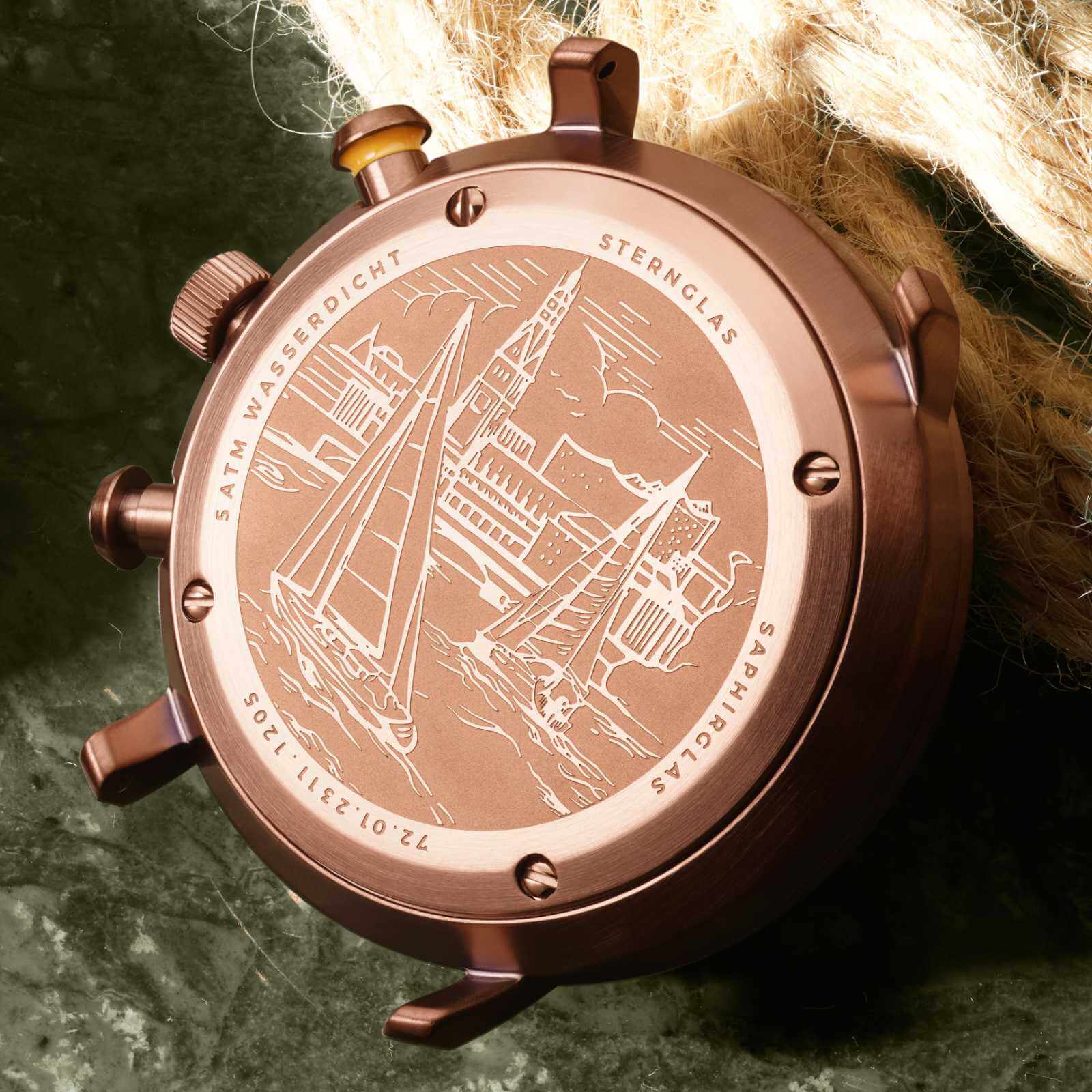 sternglas-hamburg-chrono-chronograph-42-mm-dunkelgr-n-bronze-leder image 4