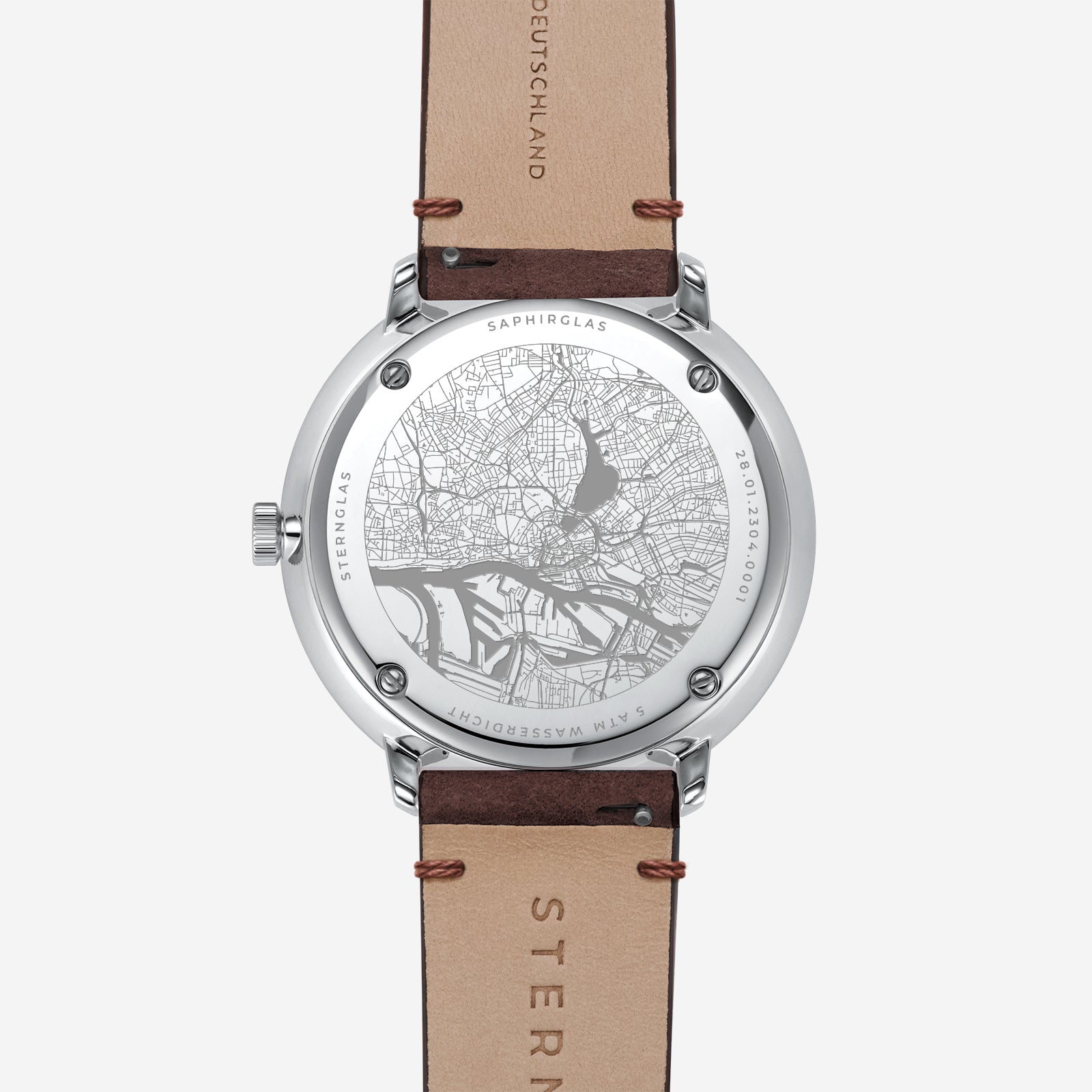 sternglas-hamburg-quarzuhr-herren-42-mm-silber-mit-lederband-20-mm image 7