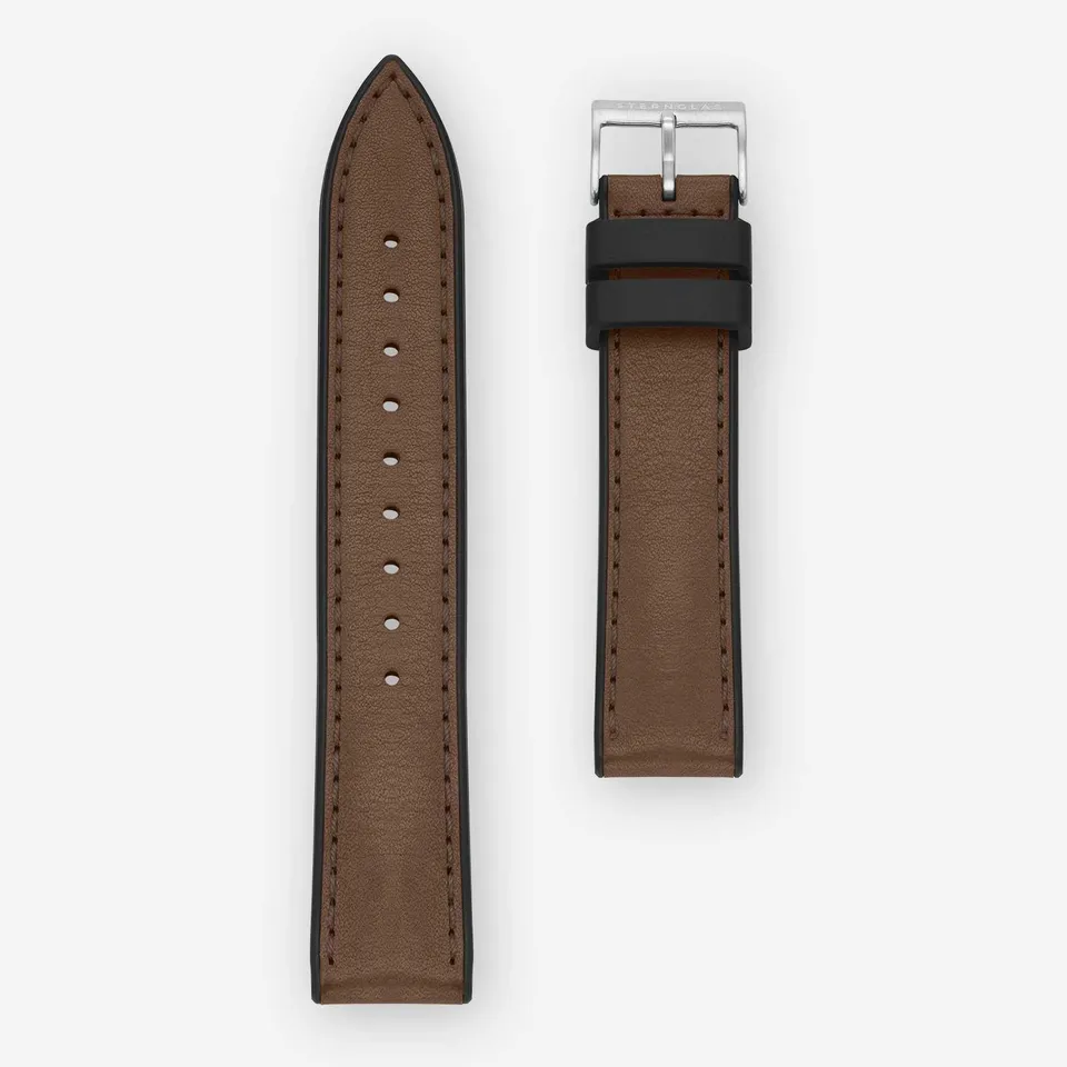 sternglas-hybrid-armband-20-mm-dunkelbraun-leder-silikon image 1