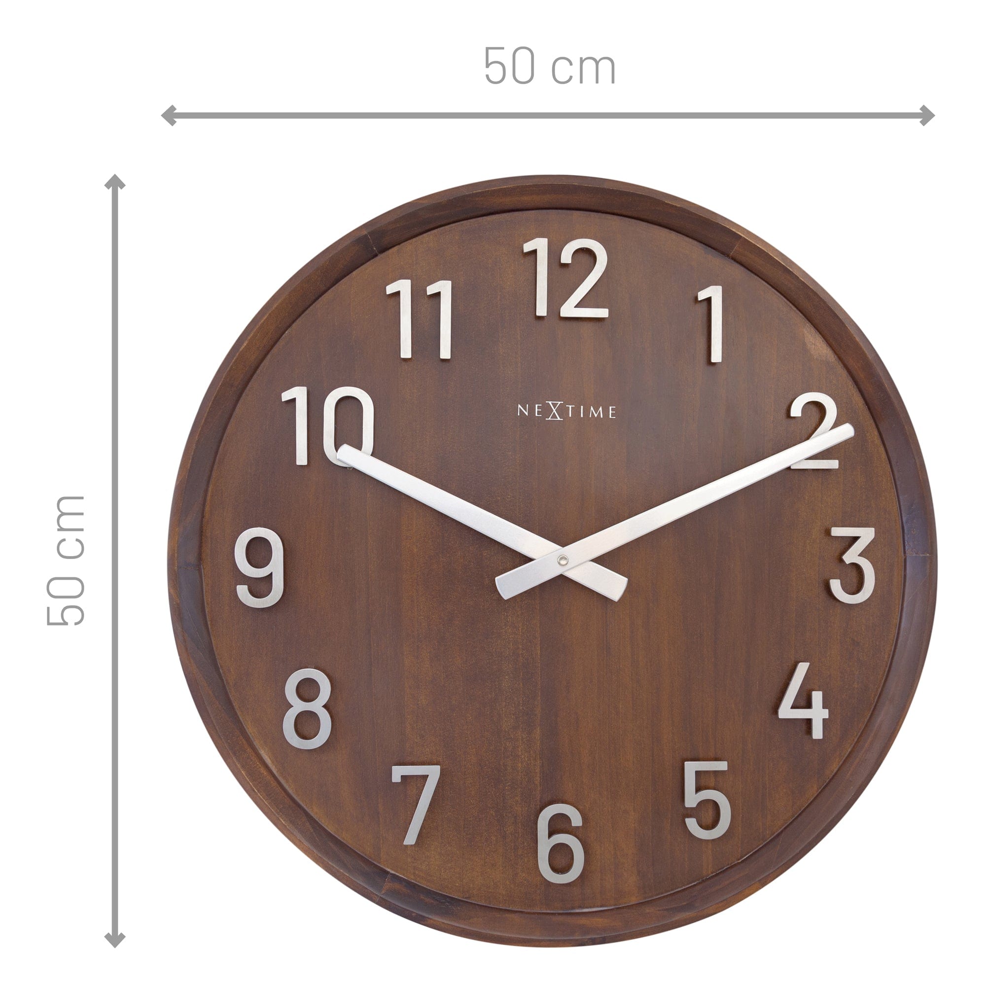nextime-precious-wanduhr-50-cm-holz-metall-lautlos-braun-schwarz image 6