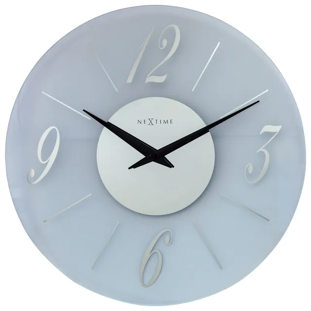 nextime-dali-round-wanduhr-43cm-silent-glas-frosted-mirror image 1