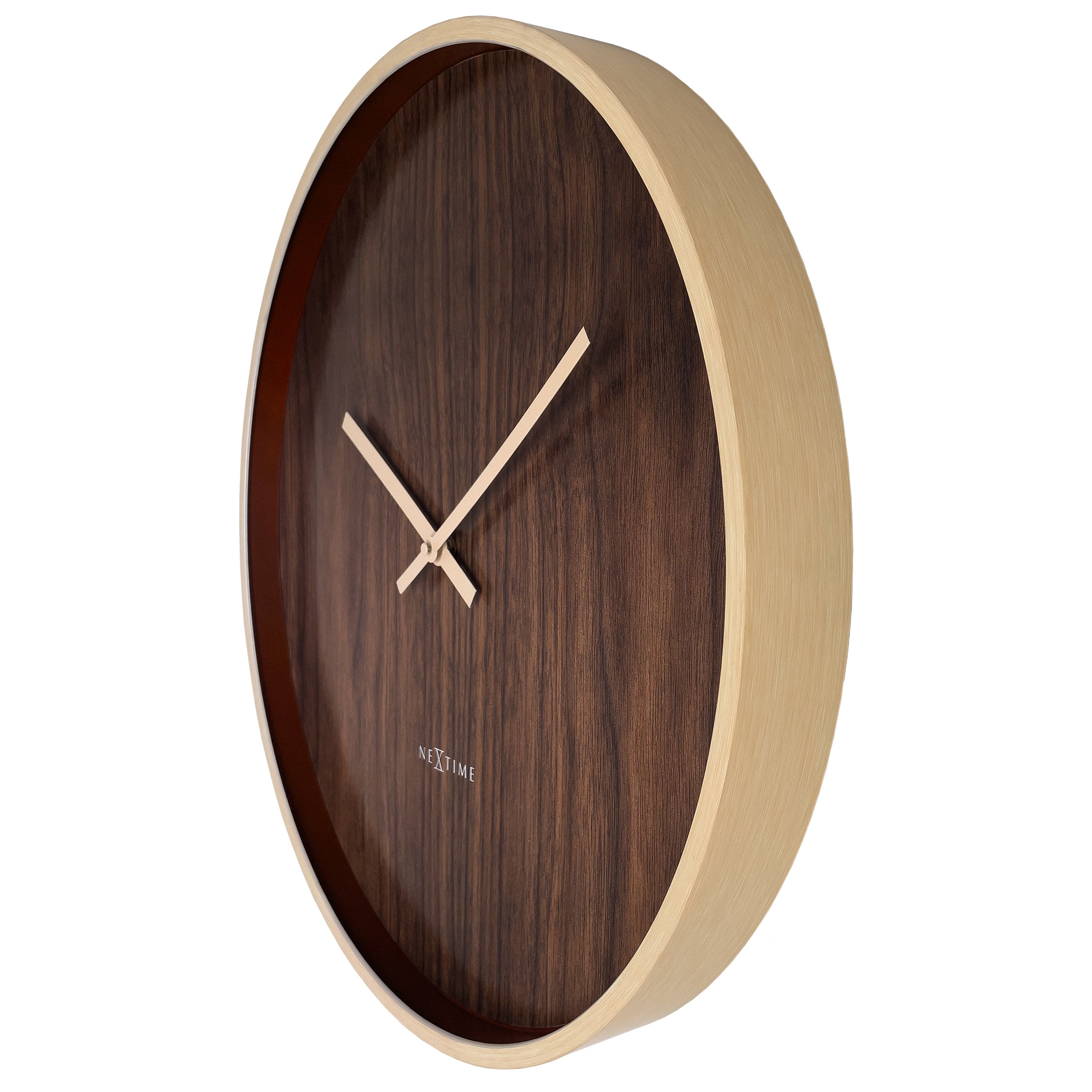nextime-oslo-large-wanduhr-50-cm-leise-dunkelbraun-hellbraun-japandi-stil image 4
