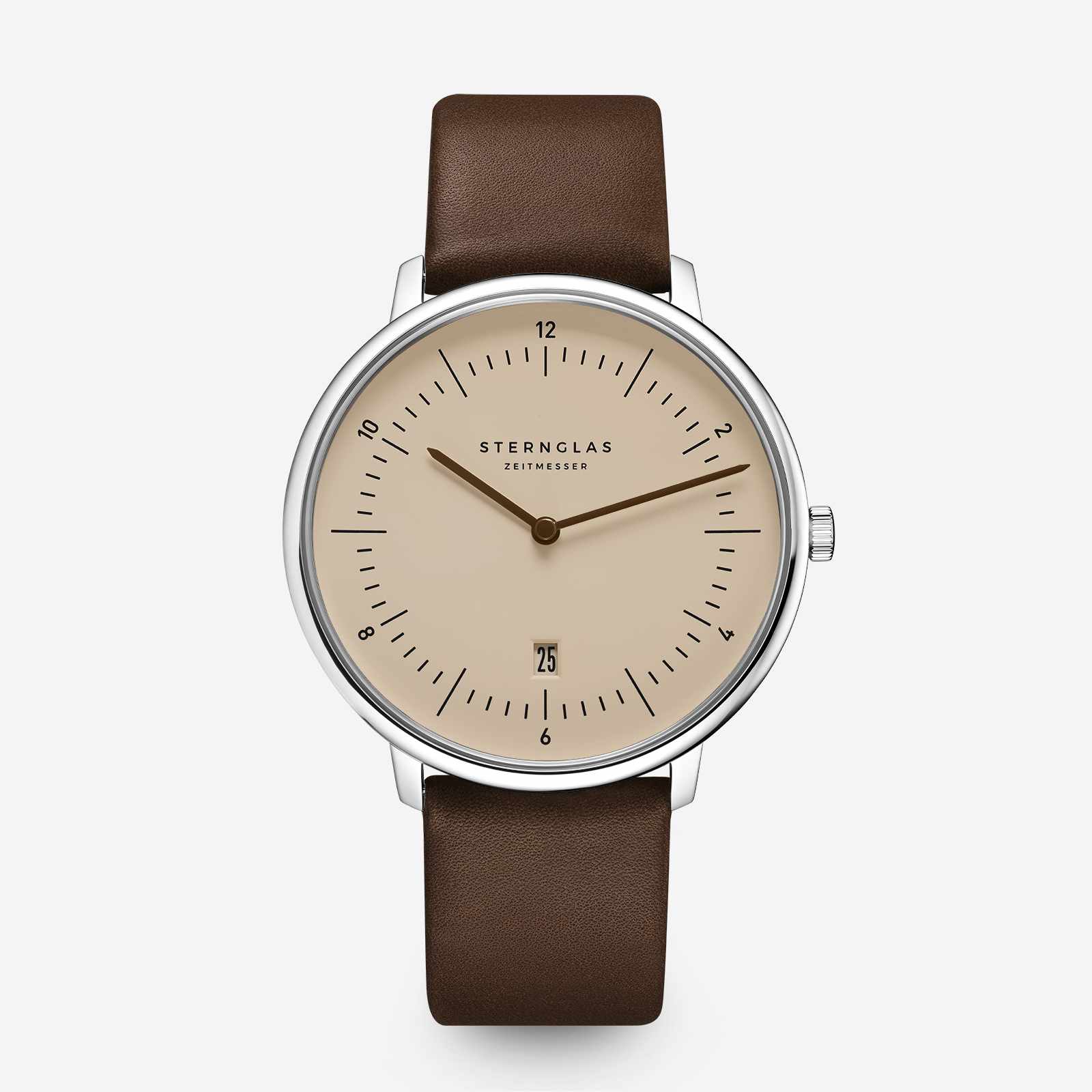 sternglas-naos-xl-herrenuhr-sandbraun-42-mm-leder-silber image 1